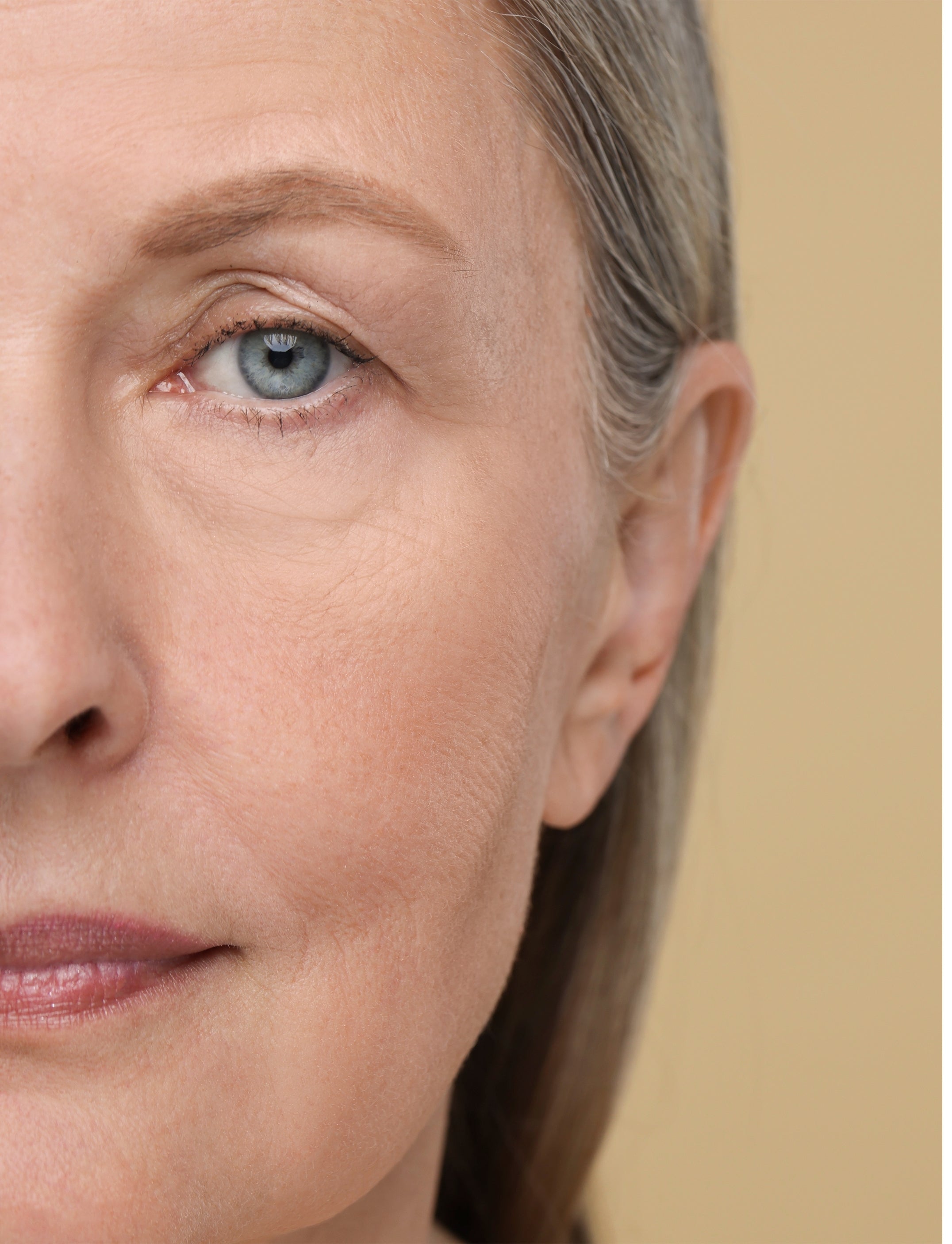 before using Vitamin c serum, skin is dry with fine lines